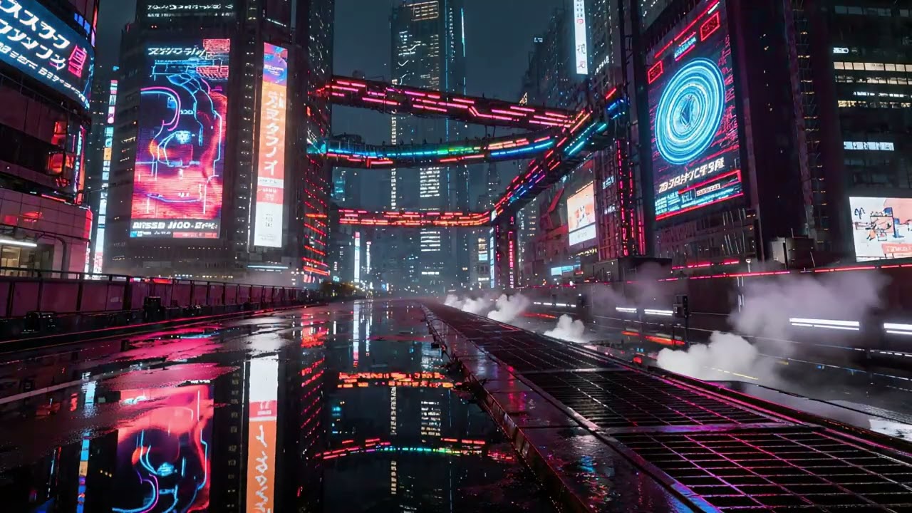 Brown Noise for Studying | Cyberpunk Rain Ambience for Deep Focus | Academic Concentration