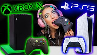 ASMR EATING NEW PS5 VS XBOX SERIES X, EDIBLE LAYERED CAKE MUKBANG 먹방