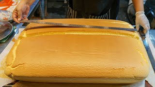 Original Jiggly Cake Cutting - Giant Taiwanese Castella Cake - Fluffy Cake - Thai Street Food