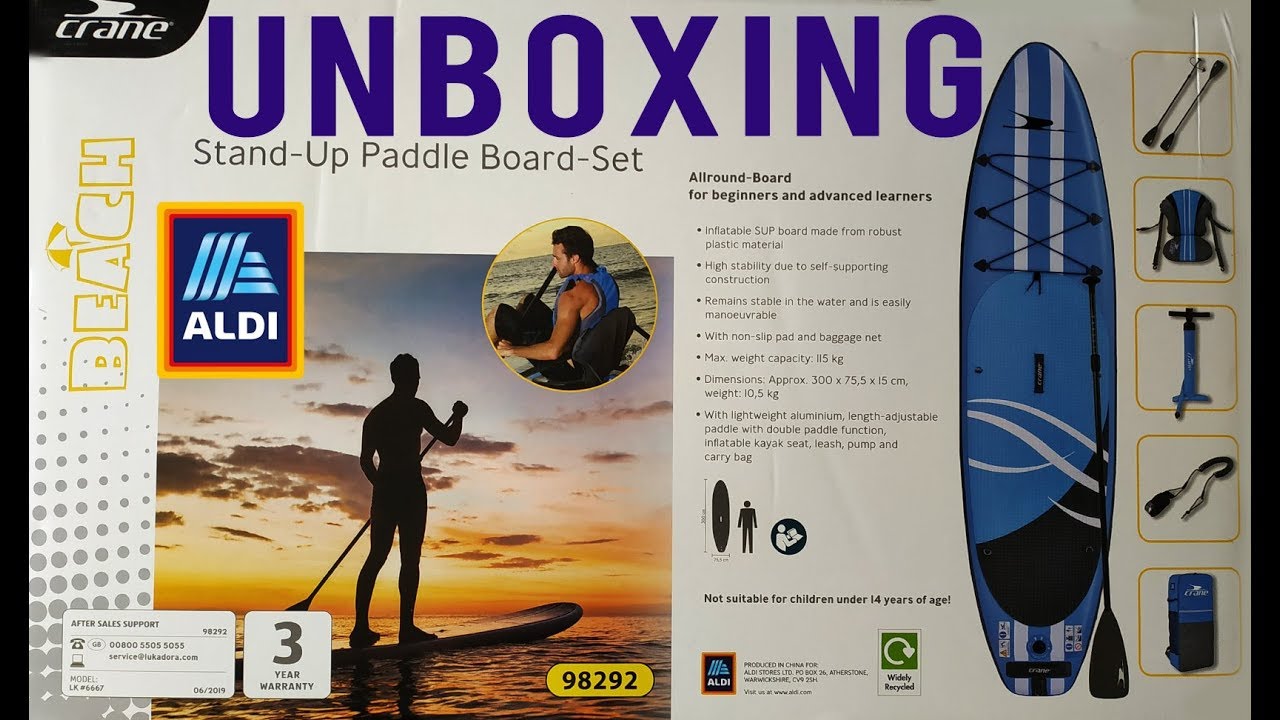 Crane Stand-Up Paddle Board Set ALDI UK 2019 Pompowana deska z wiosłem -  YouTube