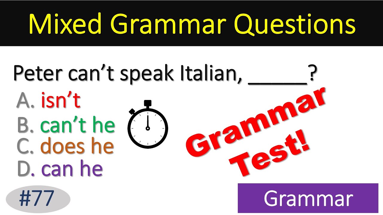 Grammar Quiz: 20 Questions Level Test | Mixed English grammar ...