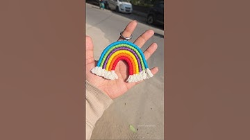 DIY Rainbow Macrame Kit😍 #diy #handmade #craft #keychain