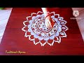 Easy and Beautiful Round alpona design for Beginners 🪴🌸🪴 Easy Rangali Design Simple