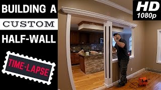 Complete time lapse of us building a custom half wall with LED lights and raised panel column