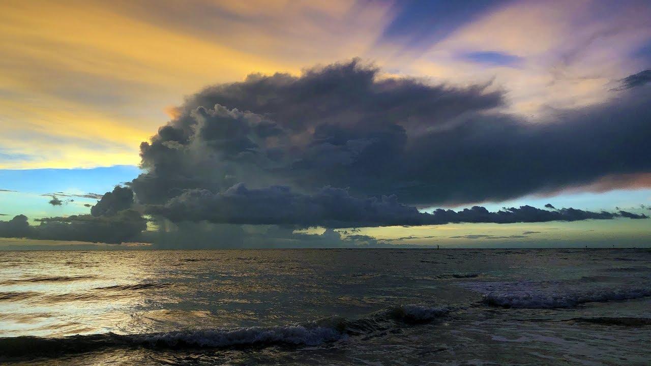 beach combing machine Sunset at the Beach in North Naples, Florida 09.02.19