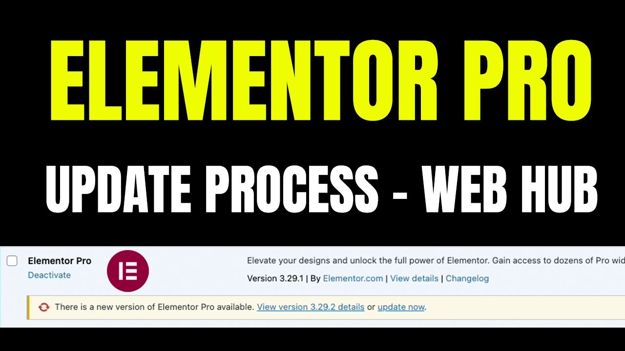 Web Hub Elementor Pro Update Process ⚡️ - YouTube