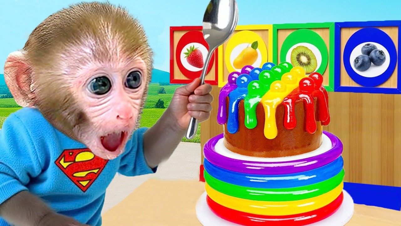 Macaco Bon Bon explora a máquina de doces de super heróis e dirige um supercarro com o patinho