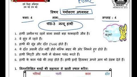 EDMC CLASS 4TH EVS  WORKSHEET WEEK 4 CHAPTER  NANDU HAATHI