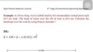 Lecture#6:Example and Cipolletti weir