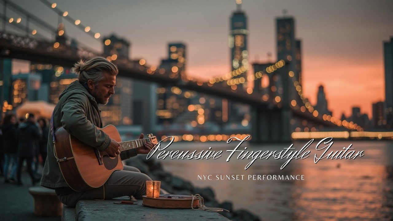 Акустическое перкуссионное выступление на закате в Нью-Йорке