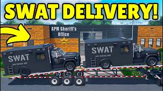 I Delivered NEW SWAT Trucks to the Police Station in APM | Roblox American Plains Mudding