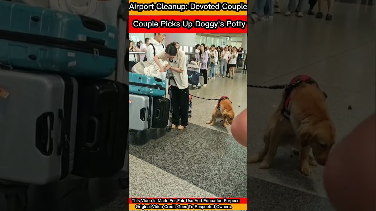 Airport Cleanup: Devoted Couple Picks Up Doggy's Potty 