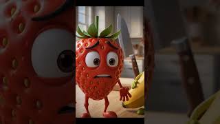 Fresa y banana casi son atrapados #cocina #animation #home #banana #tomate #terror