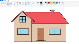 How to draw a simple house in computer using Ms Paint | House Drawing.