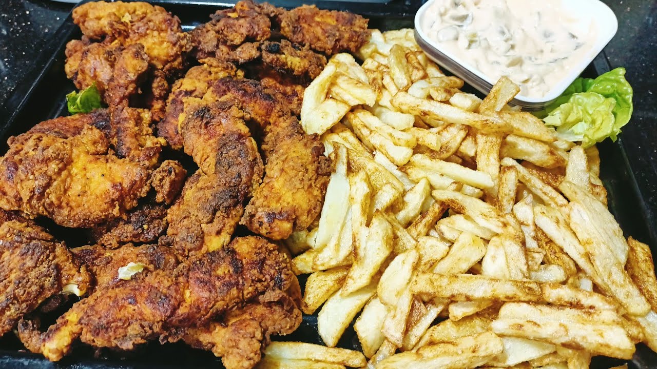 دجاج مقلي بتتبيلة قمة في البنة 😍 مع بطاطا مقرمشة وسر قرمشتها/أسهل وأسرع دجاج باني راح تحضروه
