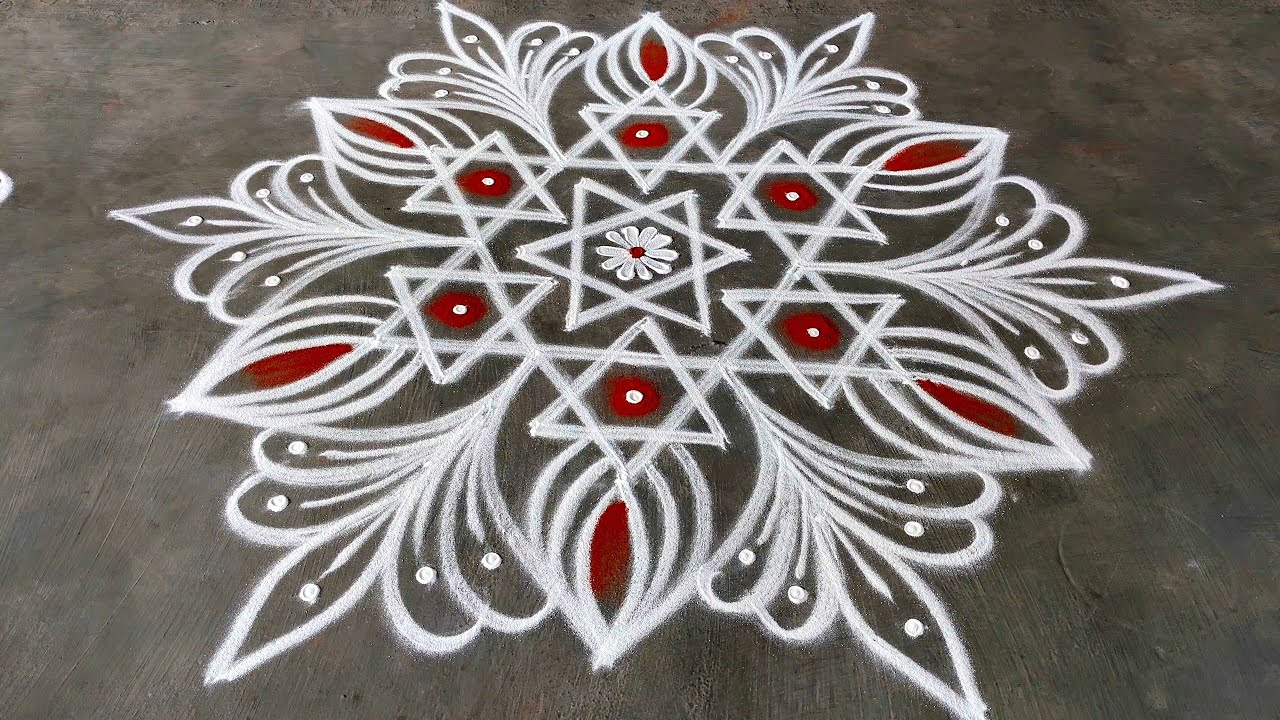Thai madha Star kolangal 🌷 Simple geethala Muggulu 🌷Easy Thai poosm kolam 🌷Traditional Rangoli