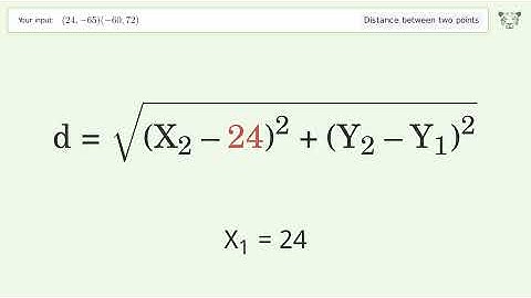 Find the distance between two points p1 (24,-65) and p2 (-60,72): Step-by-Step Video Solution