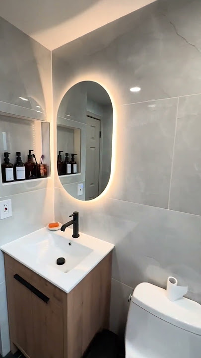 Modern Bathroom with an Oval LED Mirror 💡 #ledmirror #bathroom  #inyouths #inyouthsledmirror