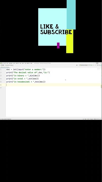 decimal to binary program in python || #shorts, #python - YouTube