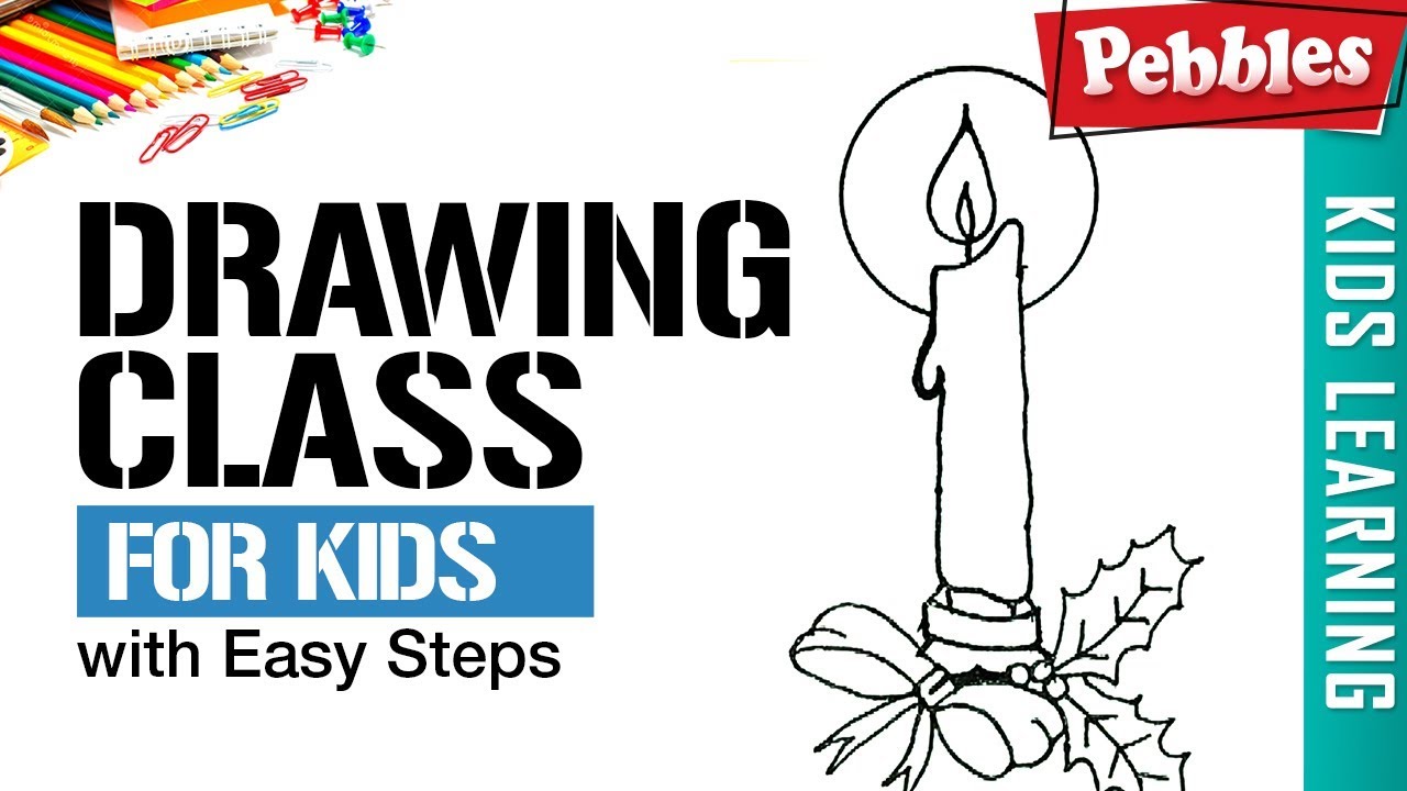 how to draw Christmas candle Easy Step by step drawings for beginners