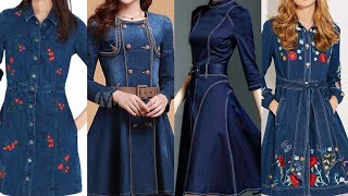 a denim dress is a most attractive and popular fashion in the world denim bodycon dress and frocks screenshot 4