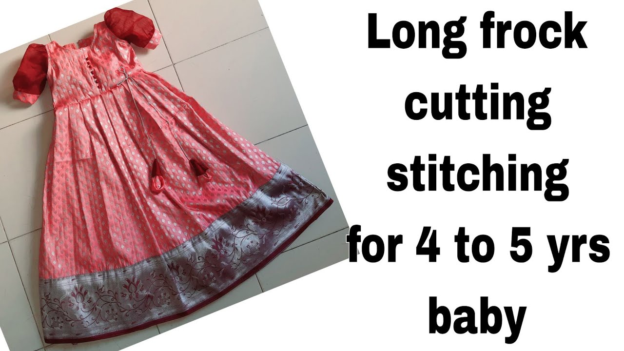Designer long frock cutting stitching for 6 to 7 yrs baby// ruffle sleeves  - YouTube