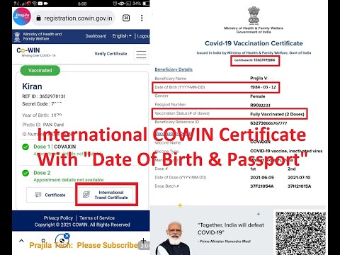 ? International Travel COVID Certificate With Date Of Birth | Foreign Travel COWIN Certificate 2022