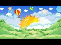  kids sunny cloud hills landscape cartoon loop background for edits