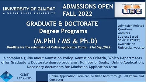 M.Phil, MS &Ph.D UOG Admissions Fall 2022 Gujrat || A complete Guide about Admission Procedure