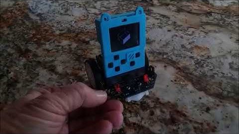 MakeCode Arcade Meowbit drives Maqueen bot car, Tumbling Cube