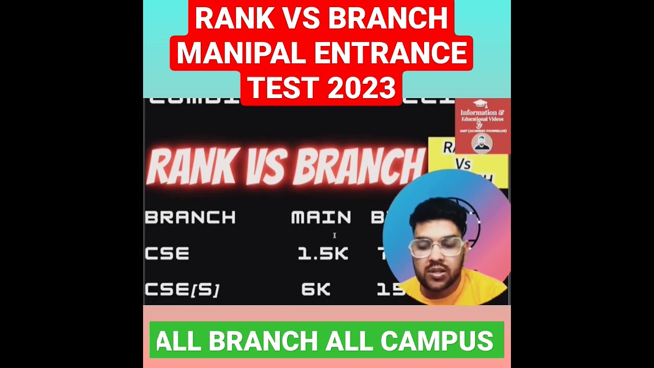 Rank vs branch Met 2023 🔴😇 | For all campus manipal✅ 