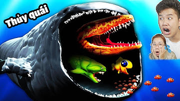 24h Ăn Rồi Tiến Hóa Thành Thủy Quái Mạnh Nhất Đại Dương !? bqThanh và Ốc Chơi Feed & Grow Fish