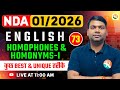 Homophones &amp;  Homonyms -1 | NDA English Classes 2026 | English Classes for NDA 2026  | NDA