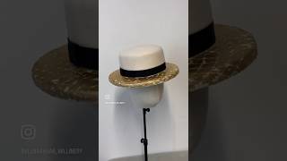 Making of a Boater hat with gold foil decor, handmade by Elena Shvab Millinery London #fashion #hat