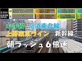 秋葉原駅 朝ラッシュと発車標6倍速　Morning trains at Akihabara Japan