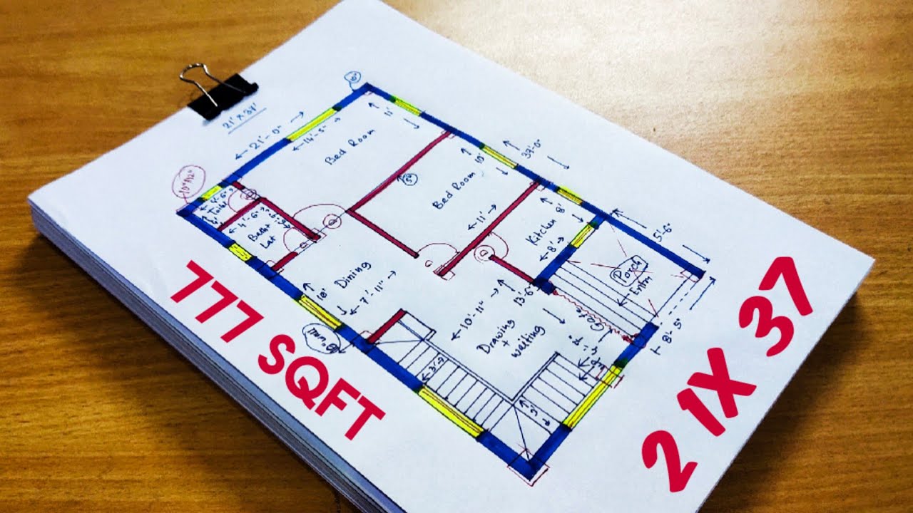 777 sqft house plan II 21 x 37 ghar ka naksha II 21 x 37 home design