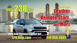 LPK of Defiance Your Choice Lease @ Only $238 mo!  Jeep Compass or Jeep Gladiator!