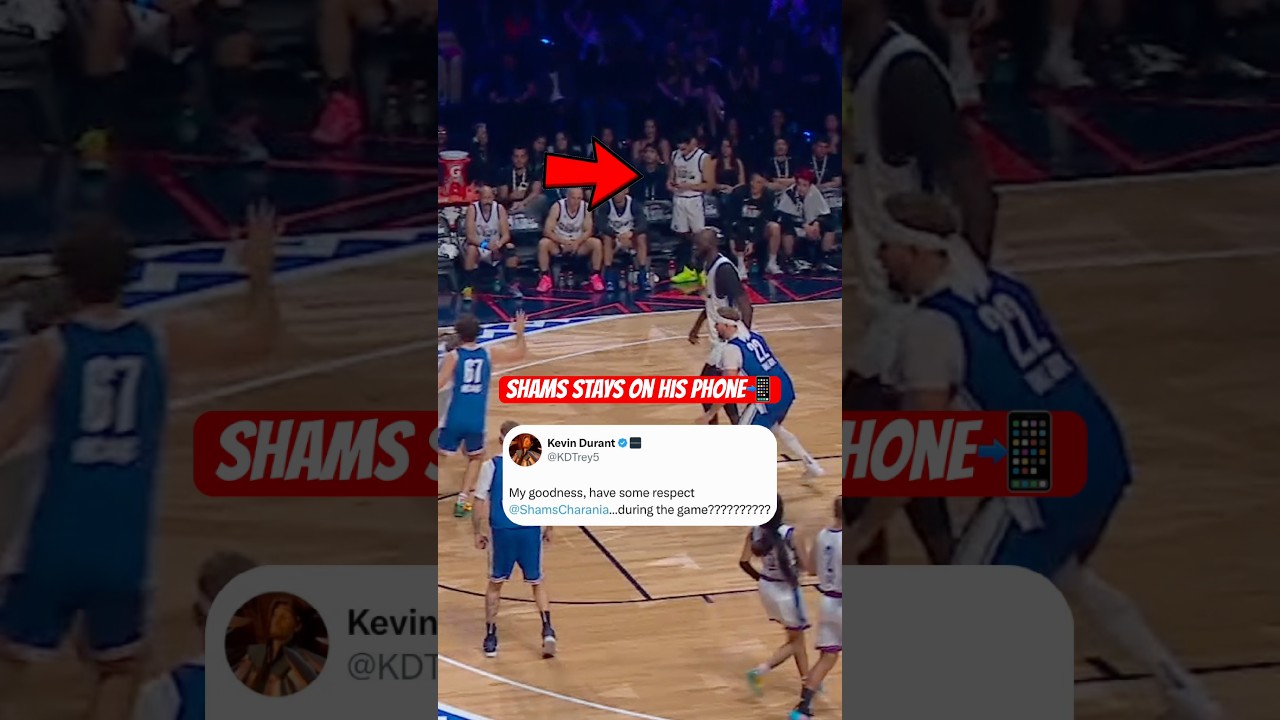 Shams on his phone during the game 😭📲