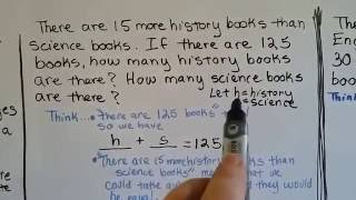 Intro Algebra Word Problems #12c - Write, solve equations with like terms, compare quantities
