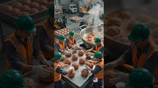 Tiny Construction Workers Make GIANT Spaghetti & Meatballs! 🍝👷♂️ #shorts #food #fyp #usa #viral