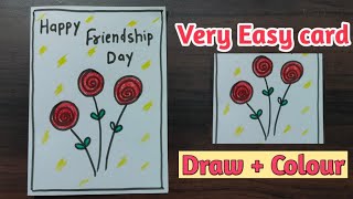 Friendship Day card drawing | Beautiful handmade greeting card | Very Easy friendship day card