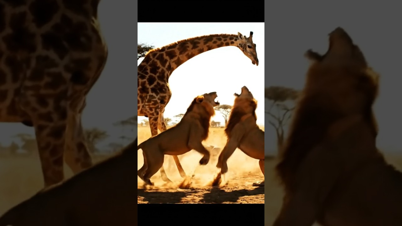 Giraffe’s Powerful Kick Saves the Day | Epic Escape from Lions 🦒🦁