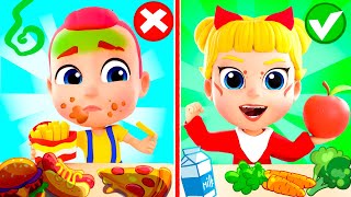 🍅Healthy Food vs Junk Food Song 🍔 | Tinytots Nursery Rhymes & Kids Songs