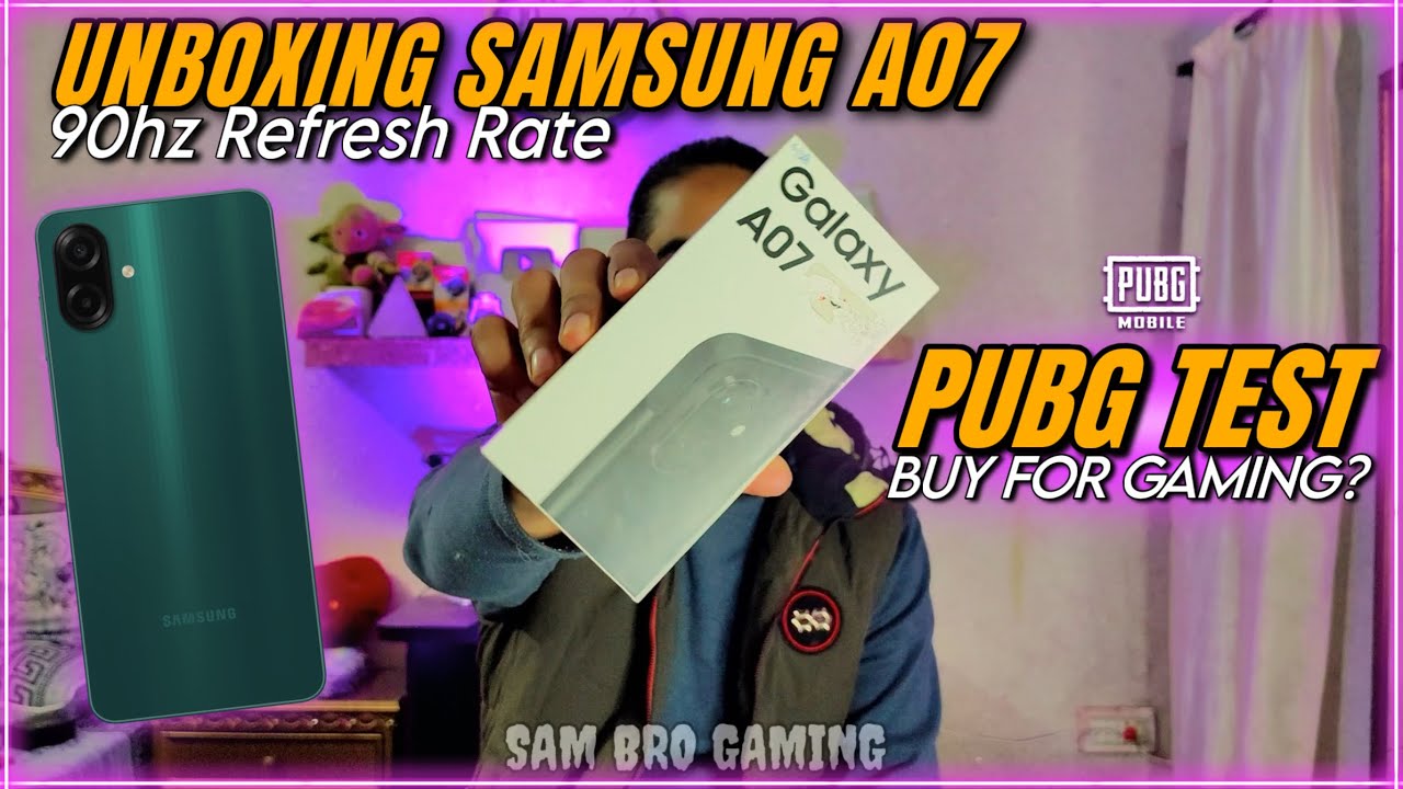 UNBOXING Samsung A07 & PUBG Test | 90fps | Price | Graphics | Battery Drain | Electro Sam