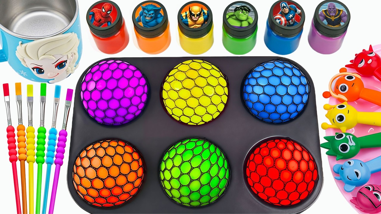 Satisfying Video l DIY How To Make Crazy Rainbow FROM Slime Pie ASMR & Cutting Ice Colors Disney