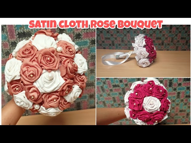 Handmade Satin Rose Ribbon Flower DIY Wedding Bouquet Applique Sewing Crafts