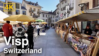 Switzerland 4K Walk: Visp | City Walk | Real Ambient Sound (No Music)
