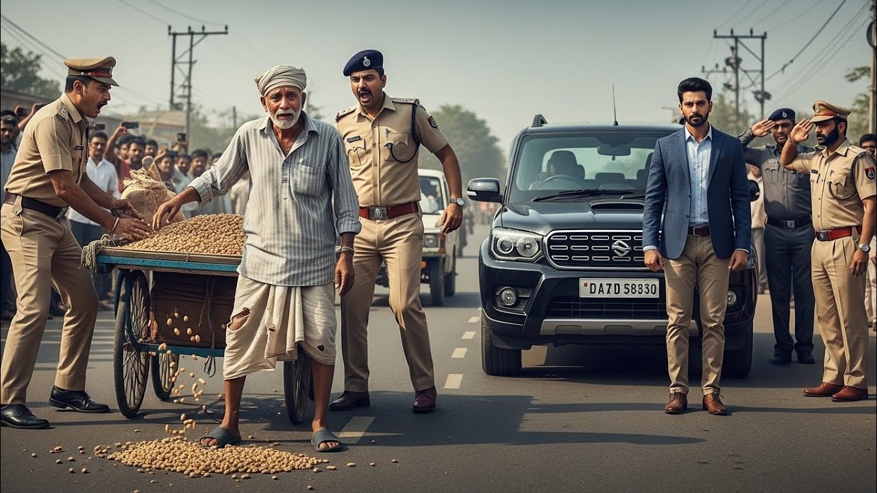 गरीब समझकर पुलिस ने लूटा बेटा निकला💸 करोड़पति मूंगफली वाले बूढ़े का ठेला पलटा फिर पुलिस काँप उठी