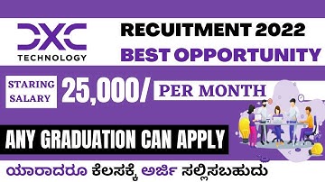 work from home | Jobs for freshers in dxc technology | 12th pass jobs in kannada