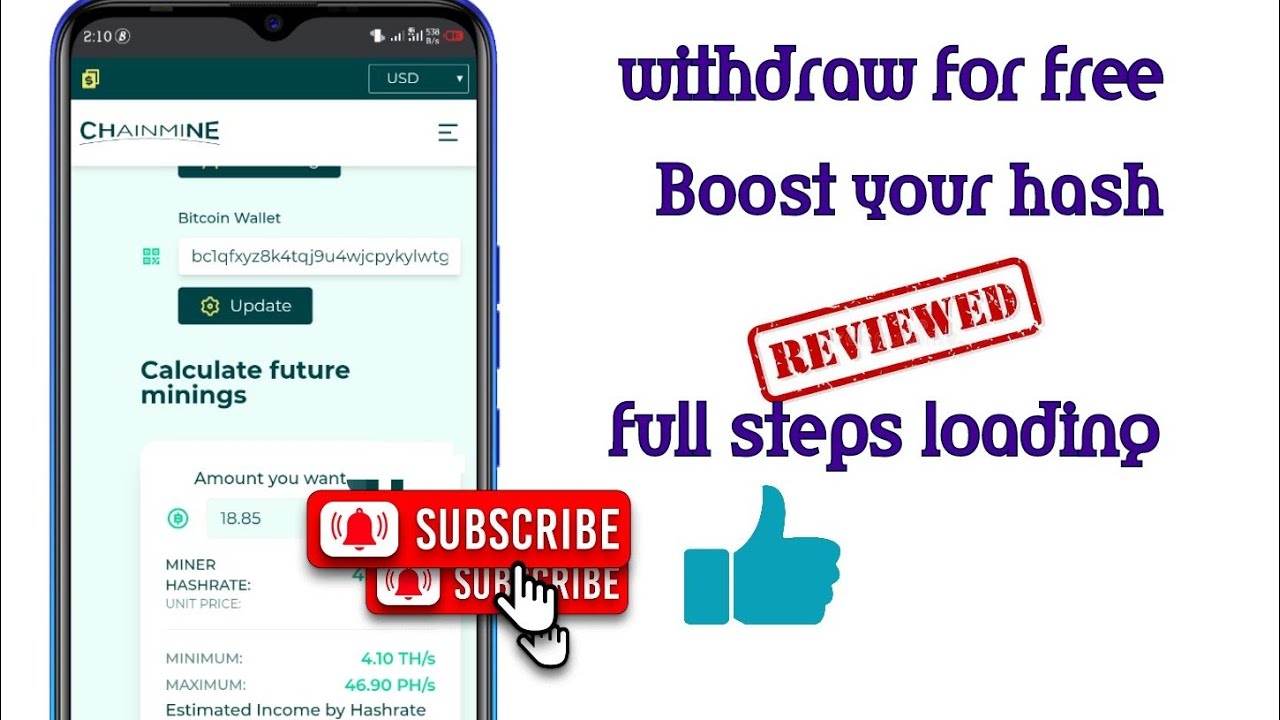 Chainmine free withdrawal/ hash power boost (no investment)